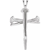 Sterling Silver Nail Design Cross Pendant